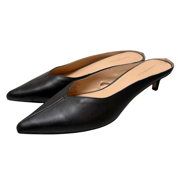 Banana Republic Shoes - Banana Republic Black Leather Pointed Kitten Heel Mule Office Formal - Size: 9